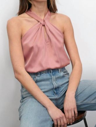 Greylin Lucinda Satin Halter Top In Clay