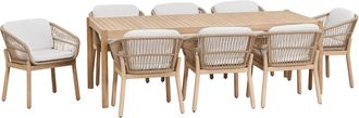 Sklum Set De Mesa Rectangular 220x100 Cm Y 8 Sillas De Comedor En Madera De Acacia Y Cuerda Trenzada Karvia Sklum