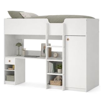 Dmora Composici&oacute;n Habitaci&oacute;n Laliso, Un Caj&oacute;n, Tama&ntilde;o Colch&oacute;n 90x200 Cm, Compacto Multiusos, 203x104x150h Cm Blanco