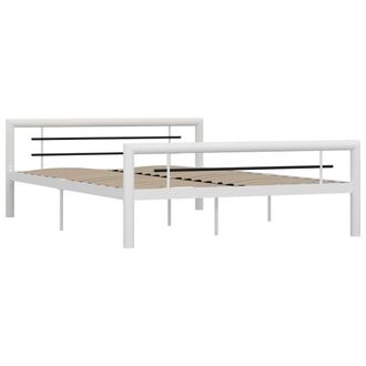 Berkfield Home Bed Frame White & Black Metal 160x200 cm