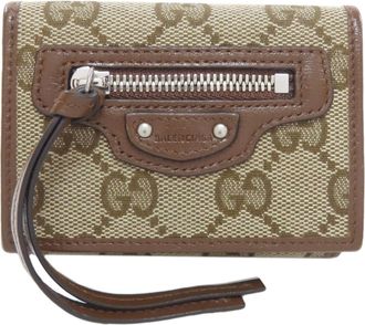 Gucci Brown Canvas Leather Wallet (Bi-Fold) (Pre-Owned)