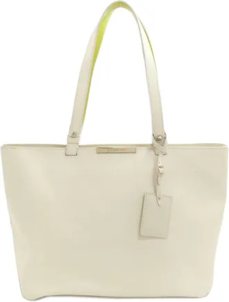 Longchamp Ivory Leather Tote Bag (Pre-Owned)