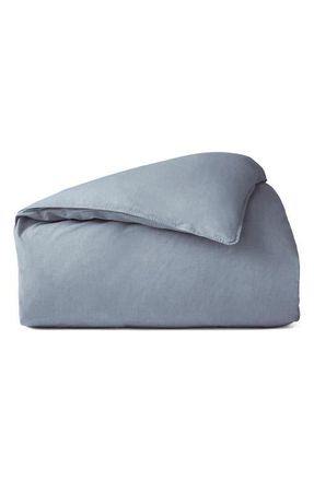 Coyuchi Organic Crinkled Percale Duvet Cover in Indigo Chambray at Nordstrom, Size King/california King