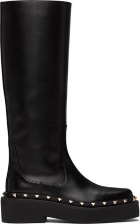 【関税込み】ブラック Rockstud M-Way ブーツ Valentino Garavani M-way Rockstud Beatle In Calfskin With