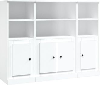 vidaXL Vidaxl - Aparadores Altos 3 Piezas Madera Contrachapada Blanco
