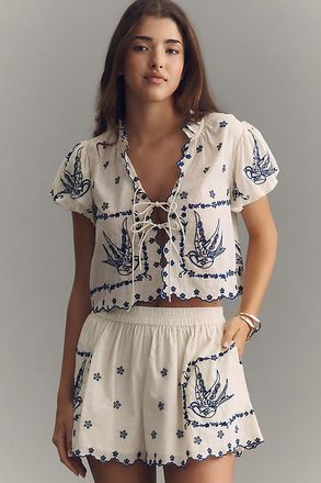Maeve Cotton Voile Embroidered Blouse