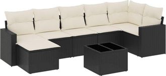 vidaXL Vidaxl - Set De Sof&aacute;s De Jard&iacute;n 8 Piezas Y Cojines Rat&aacute;n Sint&eacute;tico Negro