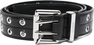 Ganni double-eyelet belt - women - Leather/Polyester/Polyurethane - M/L - Black