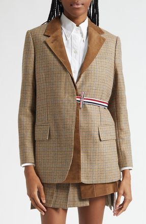 Thom Browne Check Wool Blazer with Removable Vest at Nordstrom, Size 12 Us