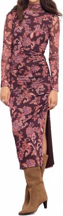 Minkpink Annika Mesh Rouched Midi Dress In Paisley Pattern