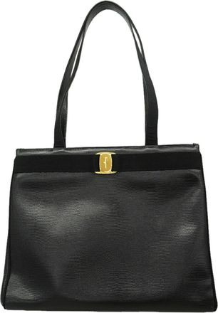 Ferragamo Black Leather Tote Bag (Pre-Owned)