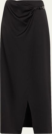 L'agence Emmarie Satin Buckle Maxi Skirt