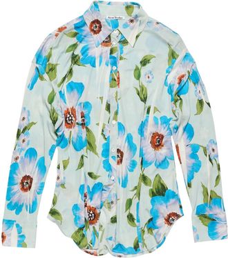 Acne Studios floral-print shirt - women - Viscose - 36 - Blue