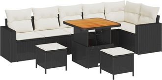 vidaXL Vidaxl - Garden Sofa Set Height-Adjustable 9 pcs Black Poly Rattan