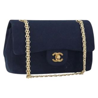 Chanel Pre-owned Cotton Schoudertas - Dames - Pre-owned - Blauw - Maat: ONE Size Katoen