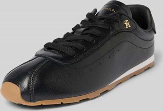 Tommy Hilfiger Low Top Sneaker aus echtem Leder in BLACK, Größe 36