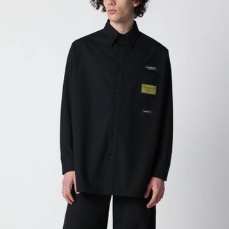 Maison Margiela Black wool-blend shirt with label details