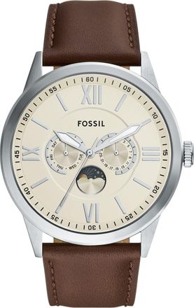 Fossil Mens Flynn 48mm Multifunction Brown Leather Watch