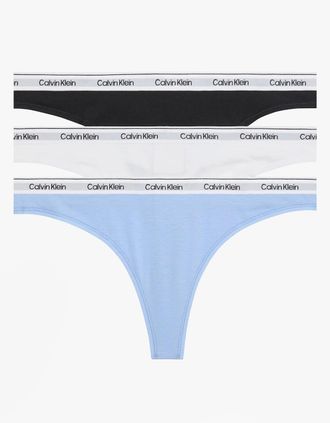 Calvin Klein Womens Calvin Klein Icon Cotton Modal Womens 3 Pack Thong Multi - Size: 10