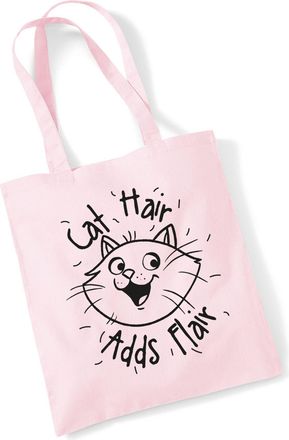 Bang Tidy Clothing Tote Bags For Women Cat Hair Adds Flair Printed Cotton Shopper Bag Gifts PPINK