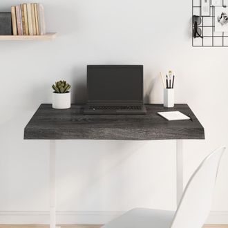 Berkfield Home Table Top Dark Grey 80x60x(2-6) cm Treated Solid Wood Oak