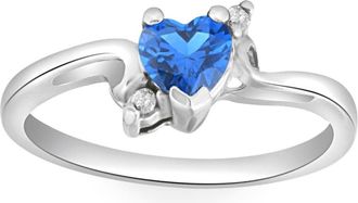 Pompeii3 1/3Ct Heart Shaped Blue Sapphire & Diamond Ring in White, Yellow, or Rose Gold