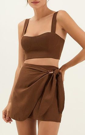 Vix Valleta Linen Blend Cover-Up Top in Brown at Nordstrom, Size X-Small