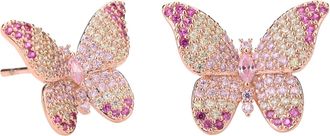 Liv Oliver 18k Multi Pink Embellished Butterfly Stud Earrings