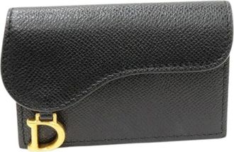 Dior Pre-owned Porta carte in pelle di vitello grana Saddle Bloom - - Pre-owned - Donna - Nero - ONE SIZE