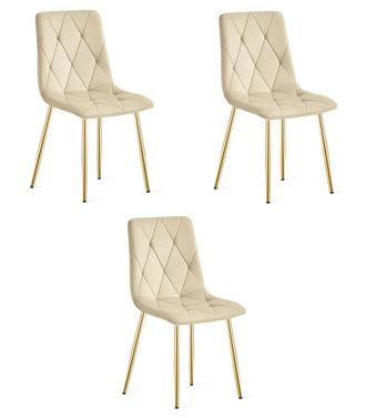 OEM Silla Libra - Terciopelo Beige Claro / Patas Doradas X 3