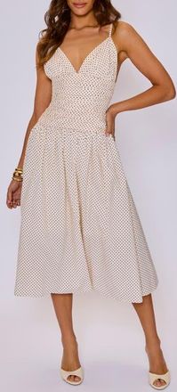 VICI Collection Laurel Dot Print Cotton Midi Dress in Cream Black at Nordstrom, Size X-Large