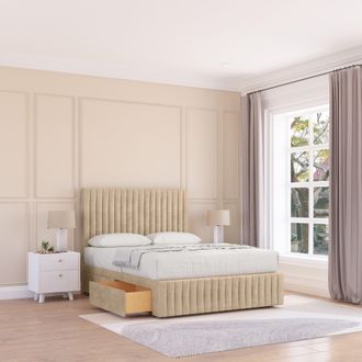 Sloomy Madison Coniston Bed Set, No Drawers Mattress & 54 Headboard in Cream | Size: Small Double
