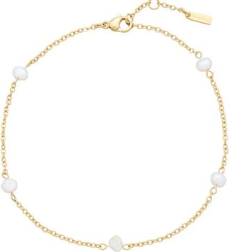 Pompeii3 Max Anklet 9.518k Yellow Gold Plated 5mm Freshwater Pearls Lobster Clasp