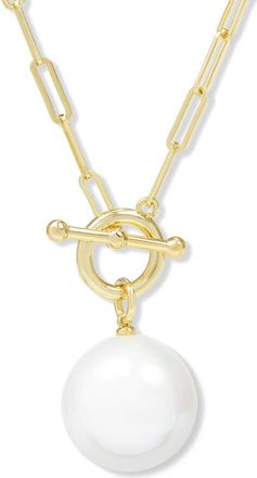 Melinda Maria XL Lifes a Ball Faux Pearl Pendant Necklace in Gold at Nordstrom