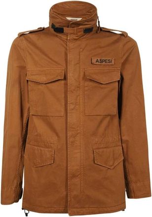 Aspesi Katoenen Multi-Pocket Utility Jack - Heren - Zomerjassen - Bruin - S - Katoen - Jassen