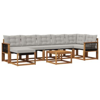 vidaXL Conjunto De Sof&aacute;s De Exterior 8 Pcs Natural Y Gris Claro Vidaxl