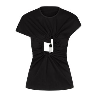 CHRISTOPHER ESBER Helix Crystal Ribbed Tee - female - Christopher Esber - Blouses - Black - XL - Blouses & Shirts