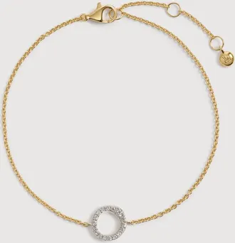 Monica Vinader Gold Riva Pav&eacute; Round Diamond Chain Bracelet Lab Grown Diamond