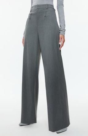 Alice & Olivia Double High Waist Trousers in Shadow Grey Melange at Nordstrom Rack, Size 12