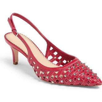 Cinq &agrave; Sept Rena Cage Studded Slingback Pointed Toe Pump in Bordeaux at Nordstrom Rack, Size 8.5Us / 38.5Eu