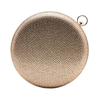 Silvian Heach Tassen, Dames, Geel, ONE Size, Polyester, Ronde Metalen Clutch met Strass