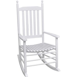 vidaXL Mecedora De Madera Con Asiento Curvado Madera Blanca Vidaxl