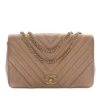 Chanel Pre-owned Vintage Quilted Caviar Flap Shoulder Bag - Dames - Pre-owned - Geel - Maat: ONE Size Leer