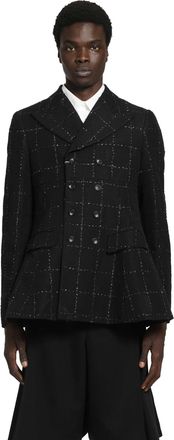 Comme Des Gar&ccedil;ons Lurex Check Peplum Blazer