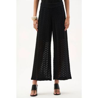 Joseph Ribkoff Viscose Jacquard Knit Chevron Stitch Culotte Pants in Black at Nordstrom, Size Xx-Large 27