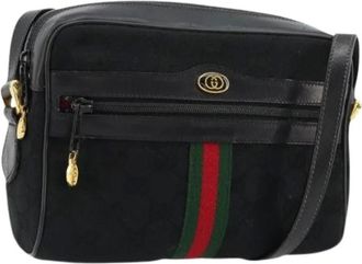 Gucci Pre-owned Cross Body Bags, female, Black, Size: ONE SIZE Pre-owned Vintage GG Canvas Shoulder Bag