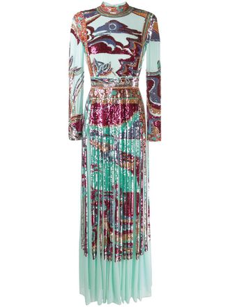 Pucci sequinned evening gown - women - Silk/Spandex/Elastane - 42 - Blue