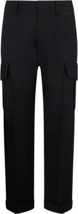 Dsquared2 Tropical Wool Straight Cargo Pant - Heren - Straight fit broeken - Zwart - L - Wol - Broeken