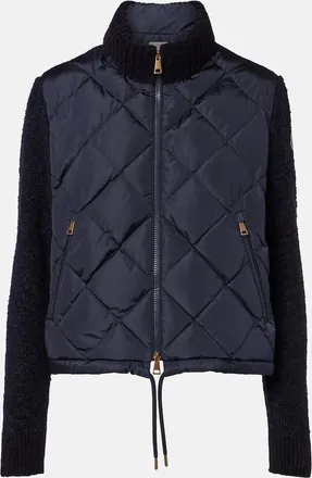 Moncler Down-paneled cotton-blend cardigan
