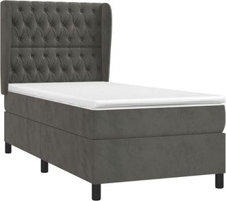 vidaXL Vidaxl - Cama Box Spring Con Colch&oacute;n Terciopelo Gris Oscuro 80x200 Cm